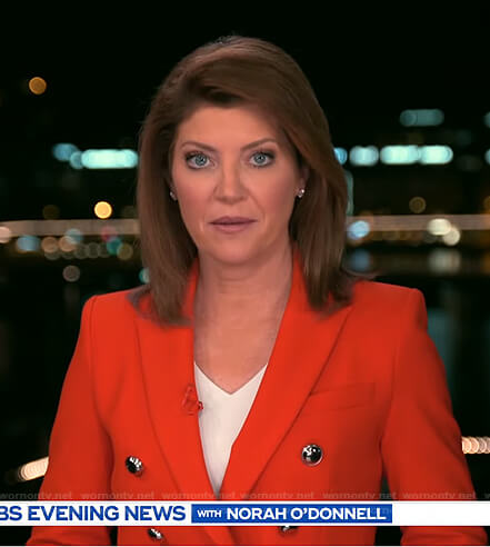 WornOnTV: Norah’s red double breasted blazer on CBS Evening News ...