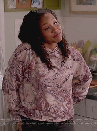 Olivia's marble print hoodie on Black-ish