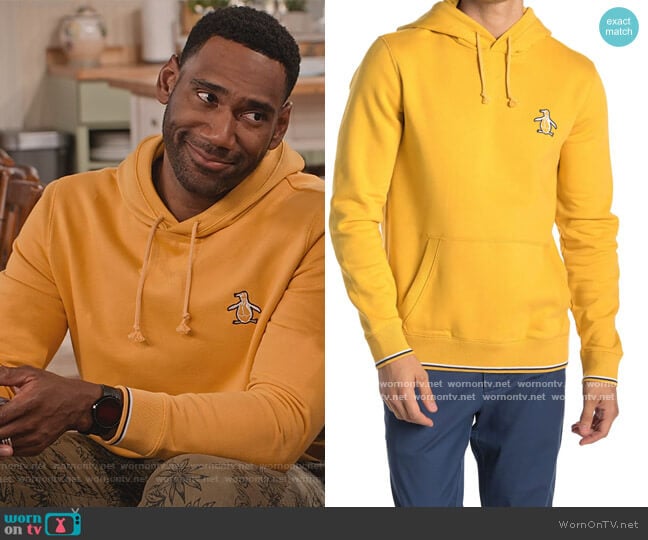 Mega Pete Pullover Hoodie by Original Penguin worn by Moz McKellan (Anthony Alabi) on Family Reunion