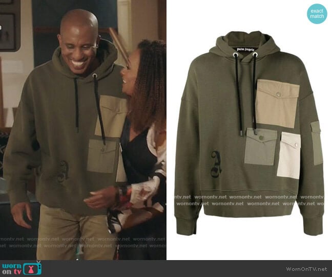 Juggler Pin Up Military Hoody by Palm Angels worn by Gary Williams (Chris Redd) on Kenan