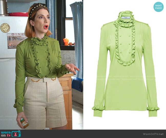 Ruffle Trim Blouse by Prada worn by Lauren (Molly Bernard) on Younger