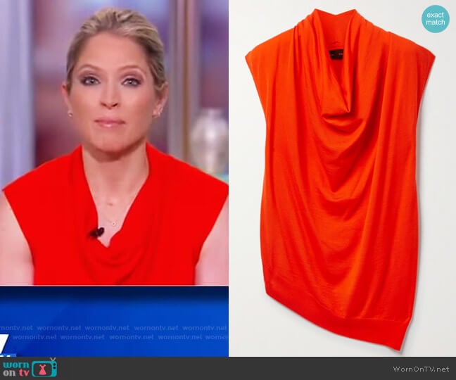 Asymmetric draped merino wool top by Proenza Schouler worn by Sara Haines on The View