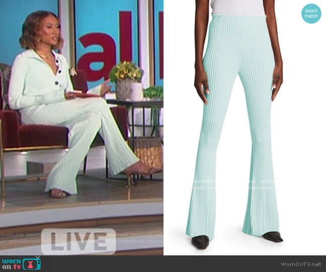 Flare-Leg Slim Ribbed Knit Pants by Proenza Schouler worn by Elaine Welteroth on The Talk