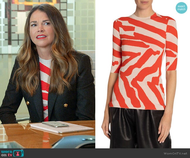 Proenza Schouler Zebra Jacquard Top worn by Liza Miller (Sutton Foster) on Younger