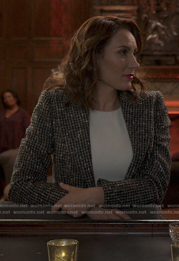 Quinn’s houndstooth coat on Younger