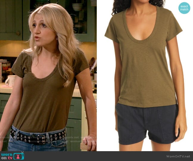 Rag & Bone The Slub U-Neck T-Shirt worn by Gina Dabrowski (Annaleigh Ashford) on B Positive