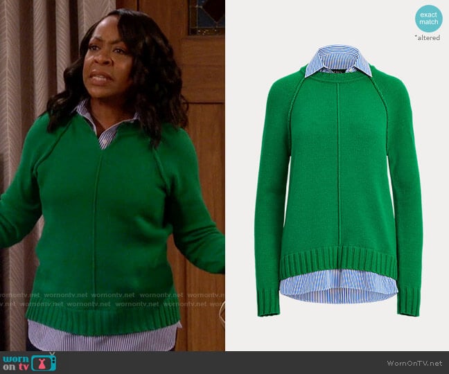 LAUREN Ralph Lauren Layered Cotton Sweater worn by Tina Butler (Tichina Arnold) on The Neighborhood