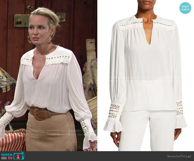 Cooper Embroidered Studded Top by Ramy Brook worn by Sharon Newman (Sharon Case) on The Young and the Restless