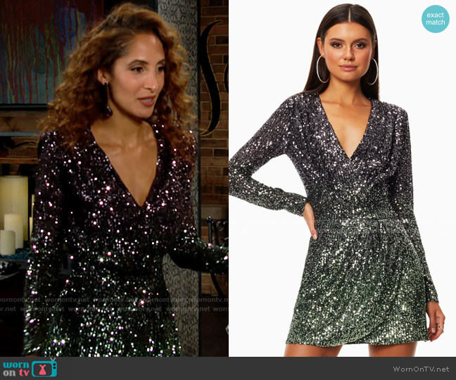 Ramy Brook Reba Sequin Mini Dress worn by Lily Winters (Christel Khalil) on The Young and the Restless