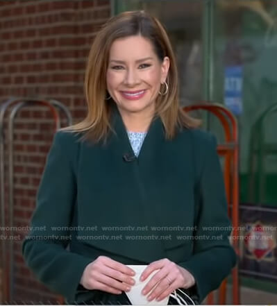 Rebecca's green wrap coat on Good Morning America