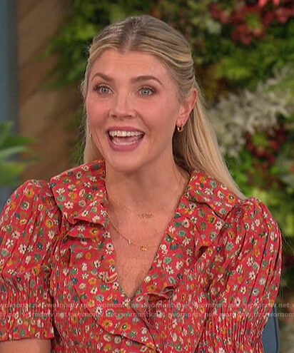 Amanda’s red floral ruffle blouse on The Talk