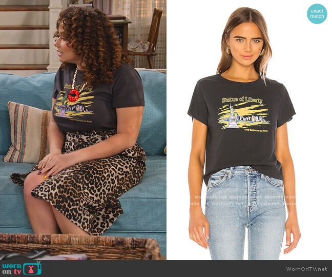 Classic Tee Statue of Liberty by Re/done worn by Jade (Talia Jackson) on Family Reunion