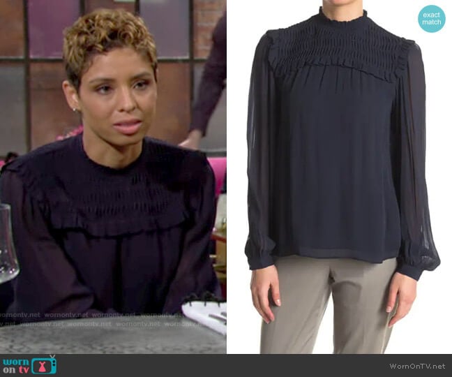 Reiss Anoushka Blouse worn by Elena Dawson (Brytni Sarpy) on The Young and the Restless