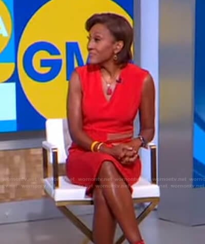 Robin’s orange v-neck dress on Good Morning America