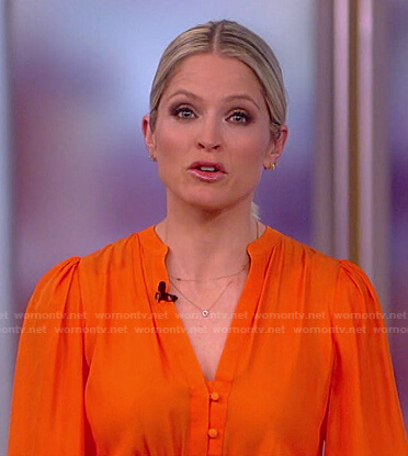 Sara’s orange button down dress on The View