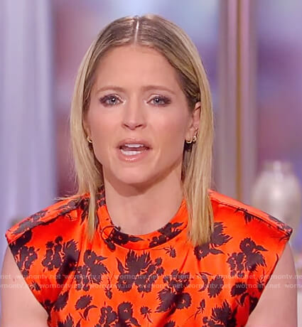 Sara’s orange floral ruched top on The View