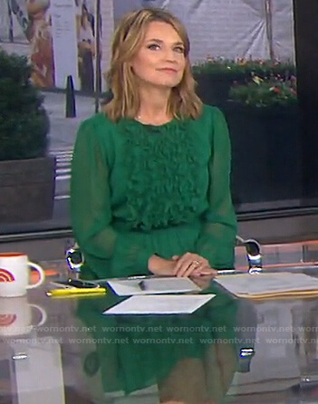 Savannah’s green ruffled chiffon dress on Today