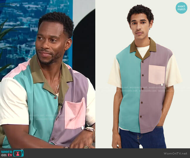 Colour Block Tencel Blend Shirt by Scotch & Soda worn by Victor Cruz on E! News Daily Pop