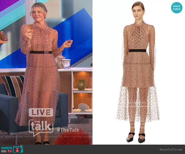 Polka Dot Lace Trimmed Dress by Self-Portrait worn by Amanda Kloots on The Talk