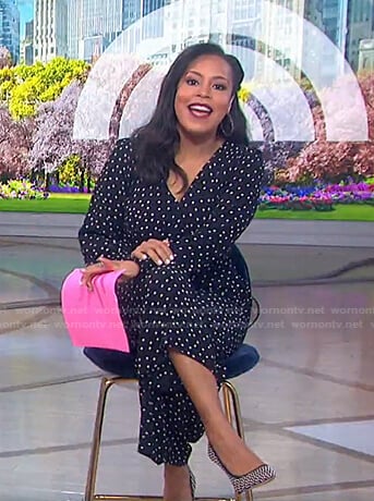 Sheinelle’s black polka dot jumpsuit on Today