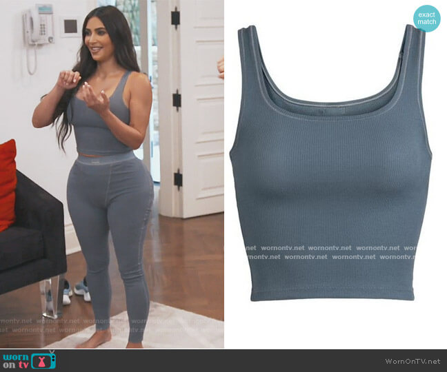 WornOnTV: Kim's blue ribbed top and pants on Keeping Up with the