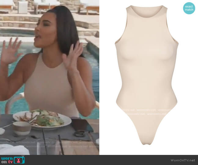 WornOnTV: Kim's white sleeveless bodysuit on Keeping Up with the