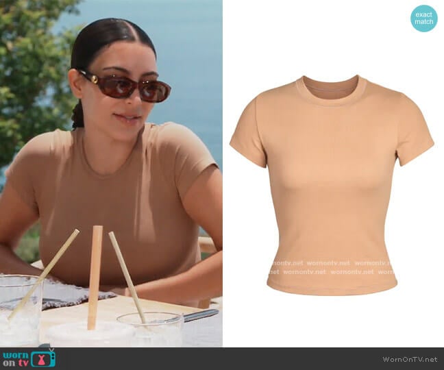 Pointelle Logo T-Shirt by Skims worn by Kim Kardashian on Keeping Up with the Kardashians