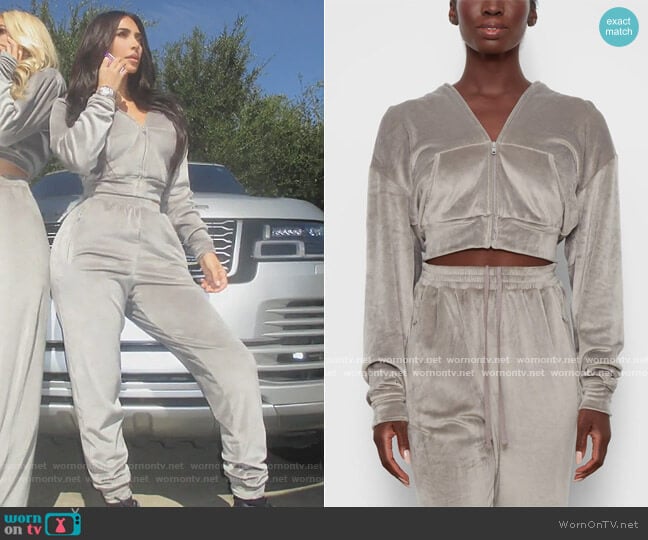 Velour Hoodie and Pants by Skims worn by Kim Kardashian on Keeping Up with the Kardashians