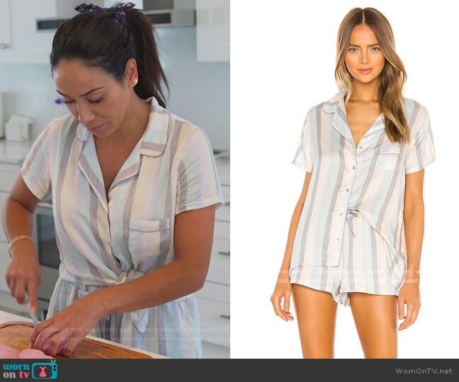 Short Sleeve Sleep Set by Splendid worn by Melissa Gorga on The Real Housewives of New Jersey