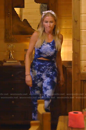 Stephanie’s blue tie dye cropped top and leggings on The Real Housewives of Dallas