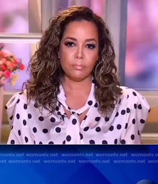 Sunny’s white polka dot tie neck blouse on The View