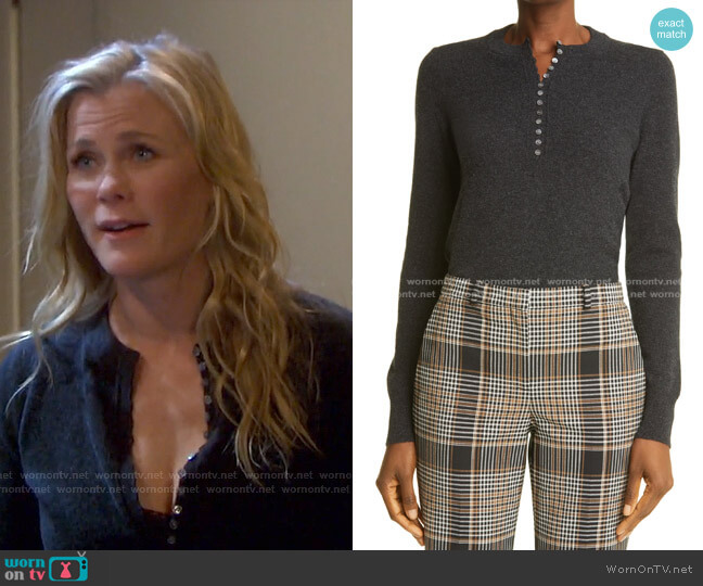 Cashmere Henley Sweater by Theory worn by Sami Brady (Alison Sweeney) on Days of our Lives