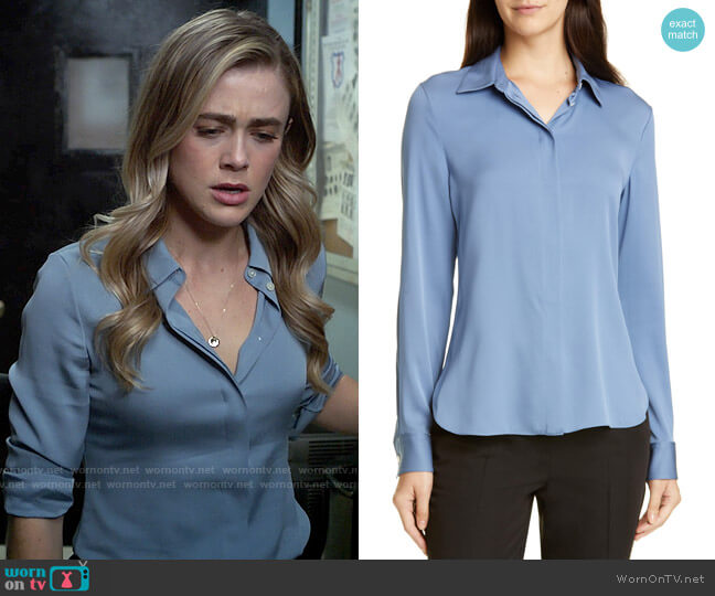 Theory Classic Fitted Shirt worn by Michaela Stone (Melissa Roxburgh) on Manifest