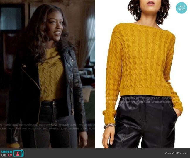 WornOnTV: Ryan’s yellow cable knit sweater and hooded moto jacket on ...