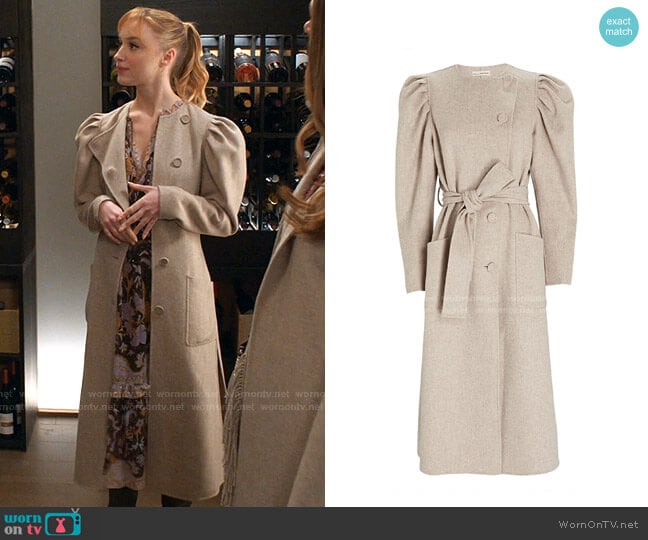  Wren Puff Sleeve Wool Coat by Ulla Johnson worn by Clare O'Brien (Phoebe Dynevor) on Younger