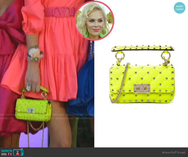 Calfskin Mini Rockstud Spike Shoulder Bag by Valentino worn by Kameron Westcott on The Real Housewives of Dallas