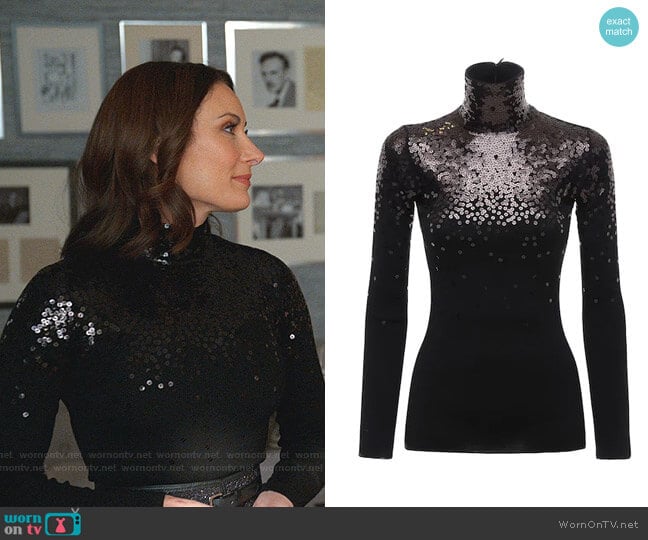 Sequinned Turtleneck Sweater by Valentino worn by Quinn (Laura Benanti) on Younger