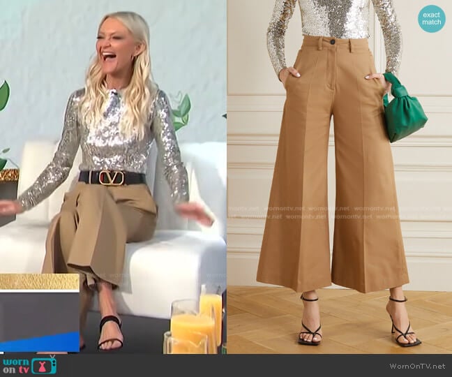 Pleated Cotton-Gabardine Wide-Leg Pants by Valentino worn by Zanna Roberts Rassi on E! News Daily Pop