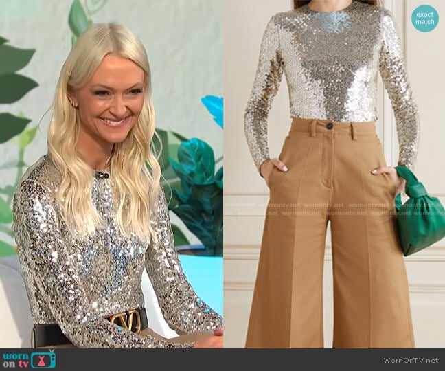 Sequined Jersey Bodysuit by Valentino worn by Zanna Roberts Rassi on E! News Daily Pop