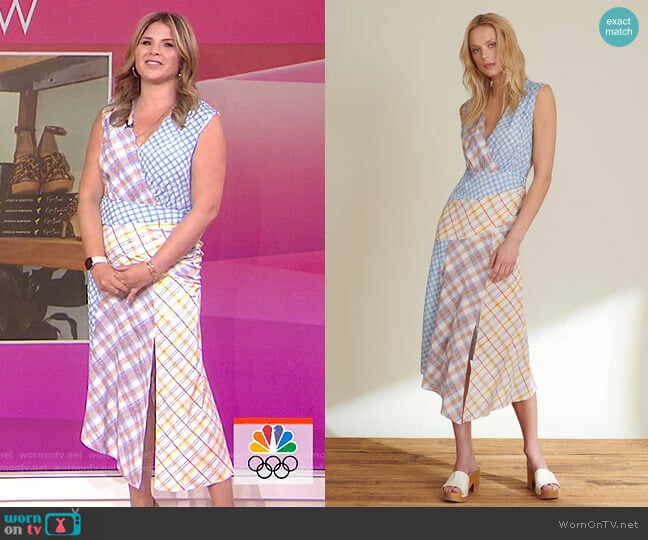 Wixson Mixed-Plaid Dress by Veronica Beard worn by Jenna Bush Hager on Today