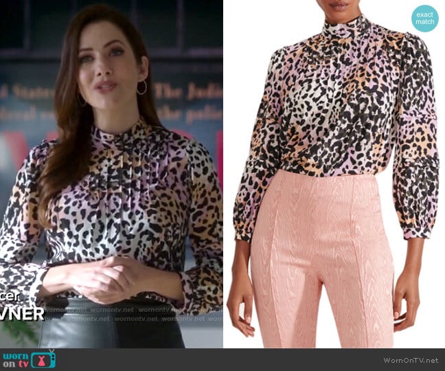 Veronica Beard Lety Cheetah Blouse worn by Andrea Rojas (Julie Gonzalo) on Supergirl