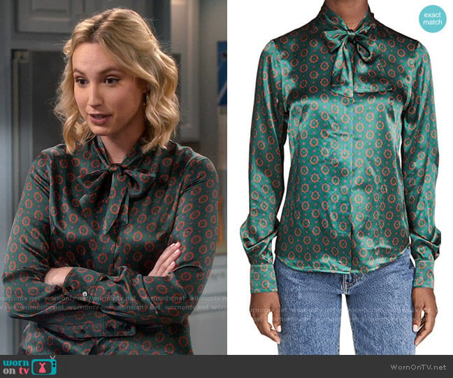 Victoria Beckham Tie Neck Blouse worn by Mandy Baxter (Molly McCook) on Last Man Standing