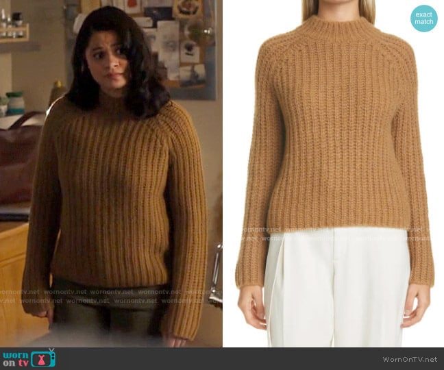 Vince Marled Shaker Stitch Raglan Sleeve Sweater worn by Mel Vera (Melonie Diaz) on Charmed