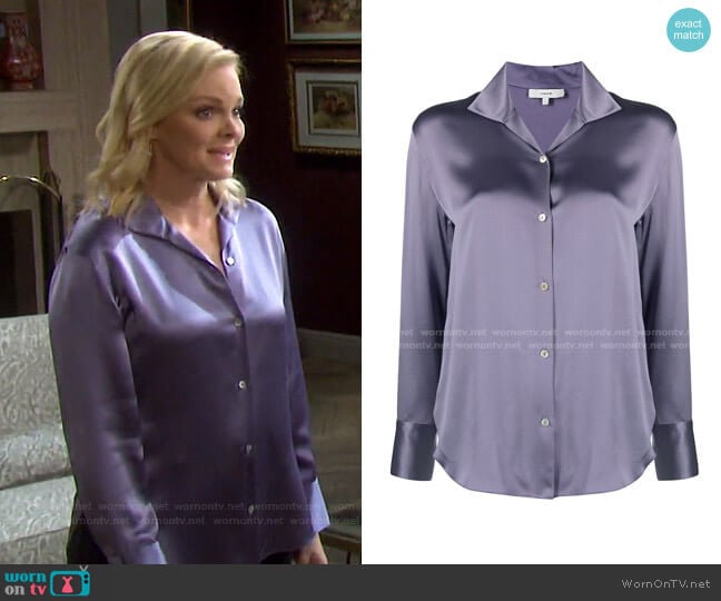 Button-Down Silk Blouse by Vince worn by Belle Brady (Martha Madison) on Days of our Lives