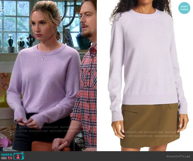 Vince Raglan Cashmere Sweater worn by Mandy Baxter (Molly McCook) on Last Man Standing