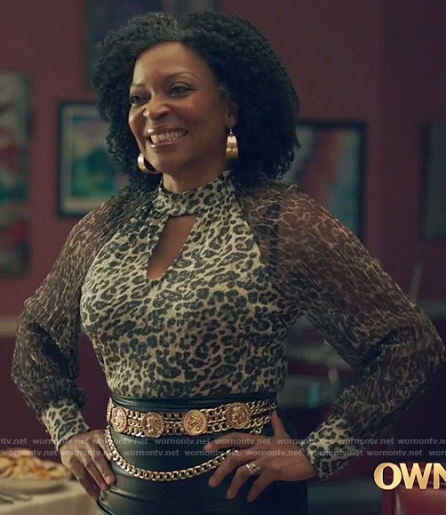 Violet's leopard print keyhole blouse on Queen Sugar