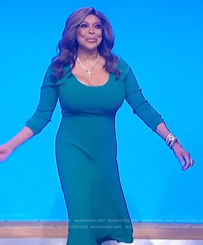 Wendy’s teal scoop neck dress on The Wendy Williams Show