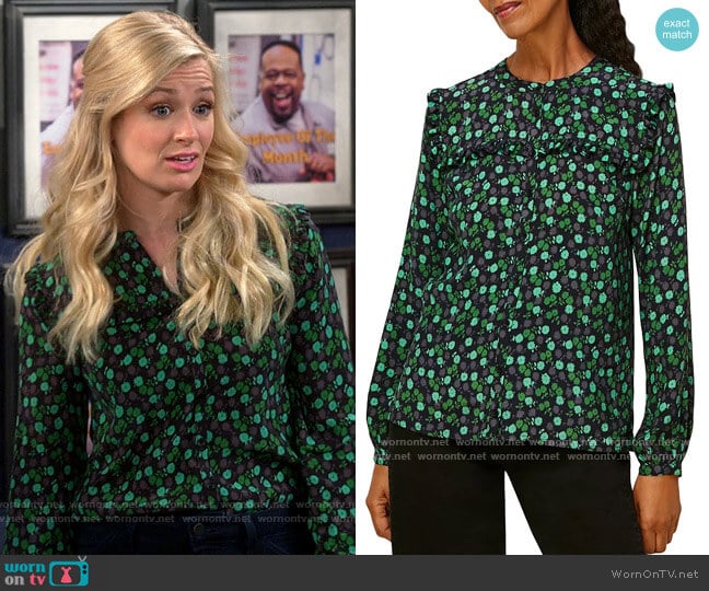 Whistles Winter Ditsy Floral Print Top worn by Gemma (Beth Behrs) on The Neighborhood