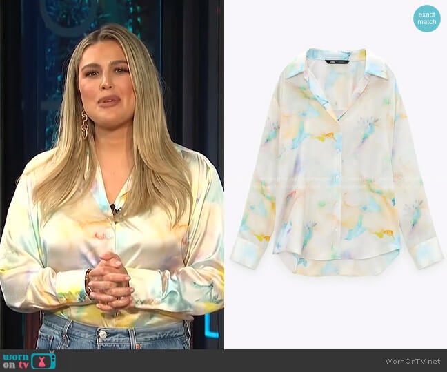 Flowy Tie Dye Shirt by Zara worn by Carissa Loethen Culiner on E! News