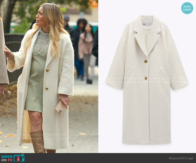 WornOnTV: Kelsey’s green ruffle dress and white coat on Younger ...